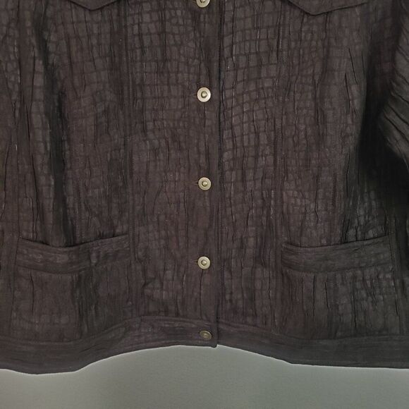 Ruby Rd Woman Textured Jacket 24W Brown Boho Artsy Lightweight - Picture 3 of 9